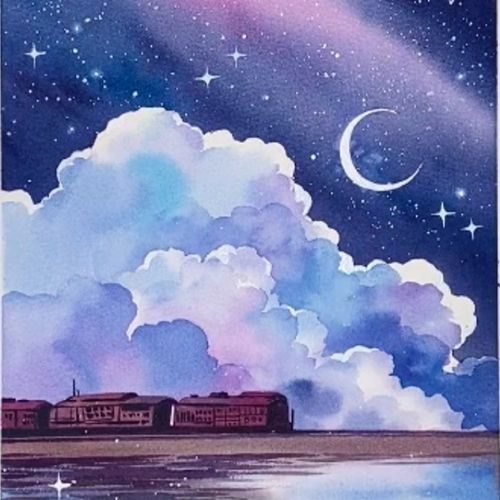 step by step painting aurora night sky paint by watercolor