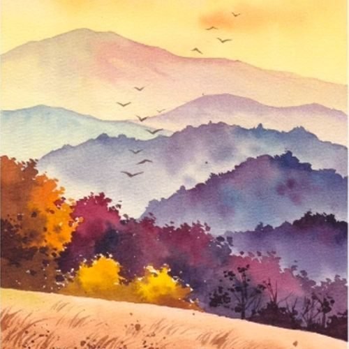 step by step painting great mountains paint by watercolor