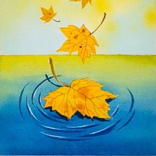 step by step fall leaves paint by watercolor