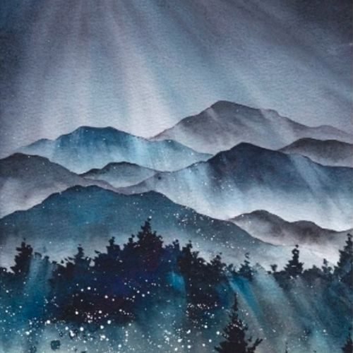 step by step painting dark mountain paint by watercolor