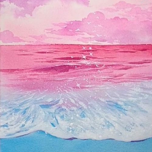 step by step dreamy painting beach sunset paint by watercolor