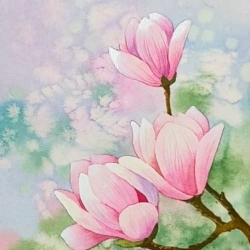 step by step painting magnolia flowers watercolor painting tutorial