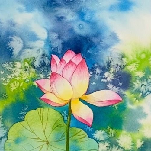 step by step painting lotus watercolor painting tutorial