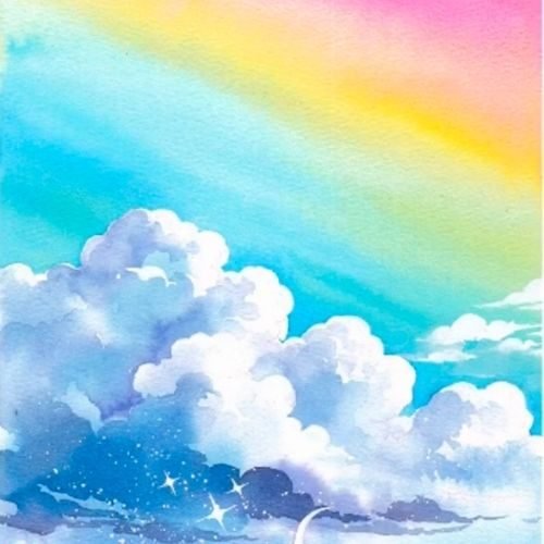 step by step painting rainbow sky paint by watercolor