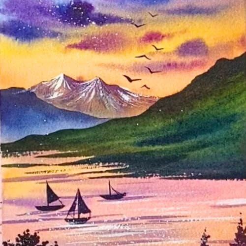 Step-by-Step Lakeview Watercolor Painting Tutorial