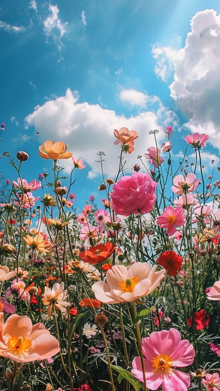 aesthetic cute wallpapers 4k lockscreen of wild flower field