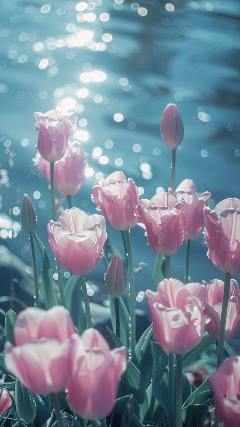aesthetic cute wallpapers 4k lockscreen of blue tulips