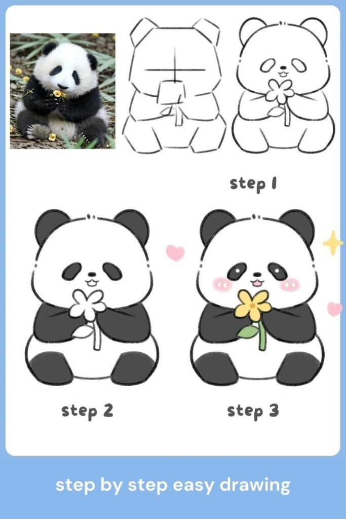 how to draw a panda step by step BUJO ART