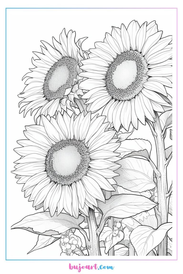 sunflower coloring pages for adults sunflower coloring pages – BUJO ART