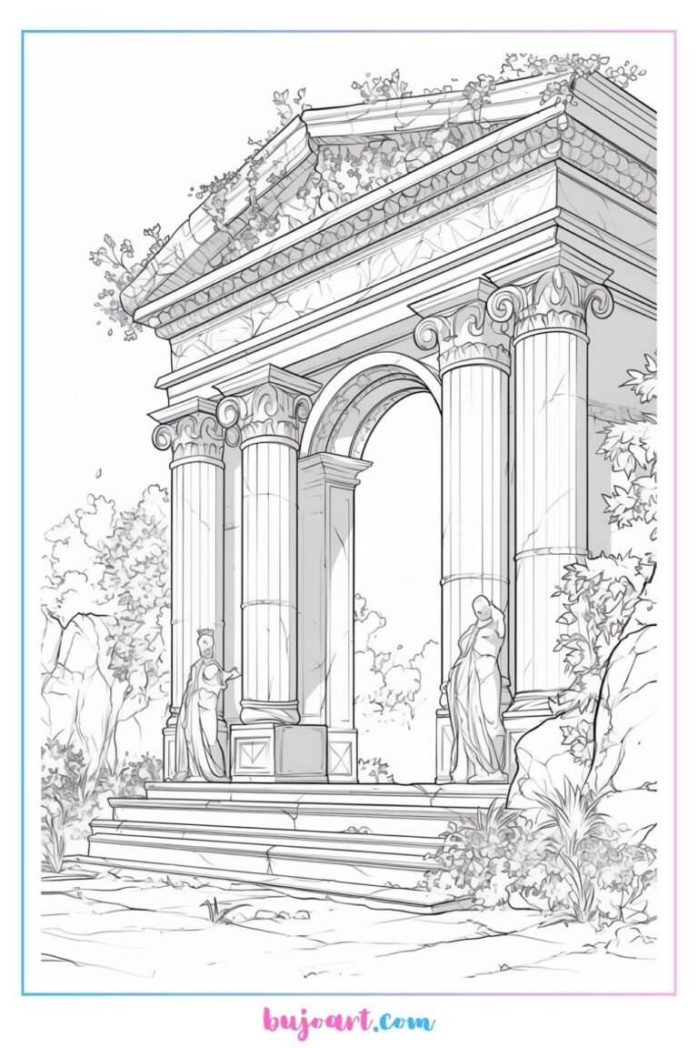 temple coloring page for adults and kids