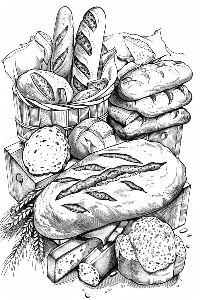 bread color page free printables – BUJO ART
