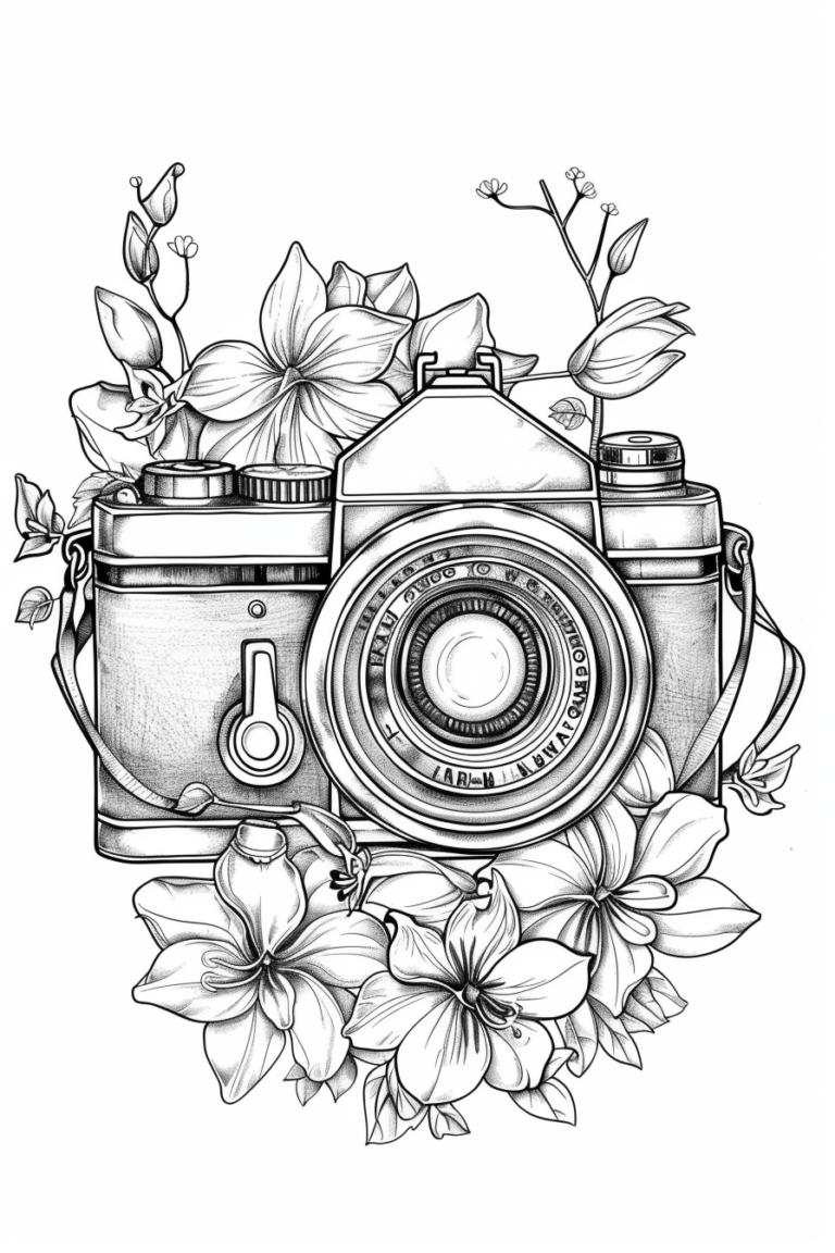 camera coloring page free printables