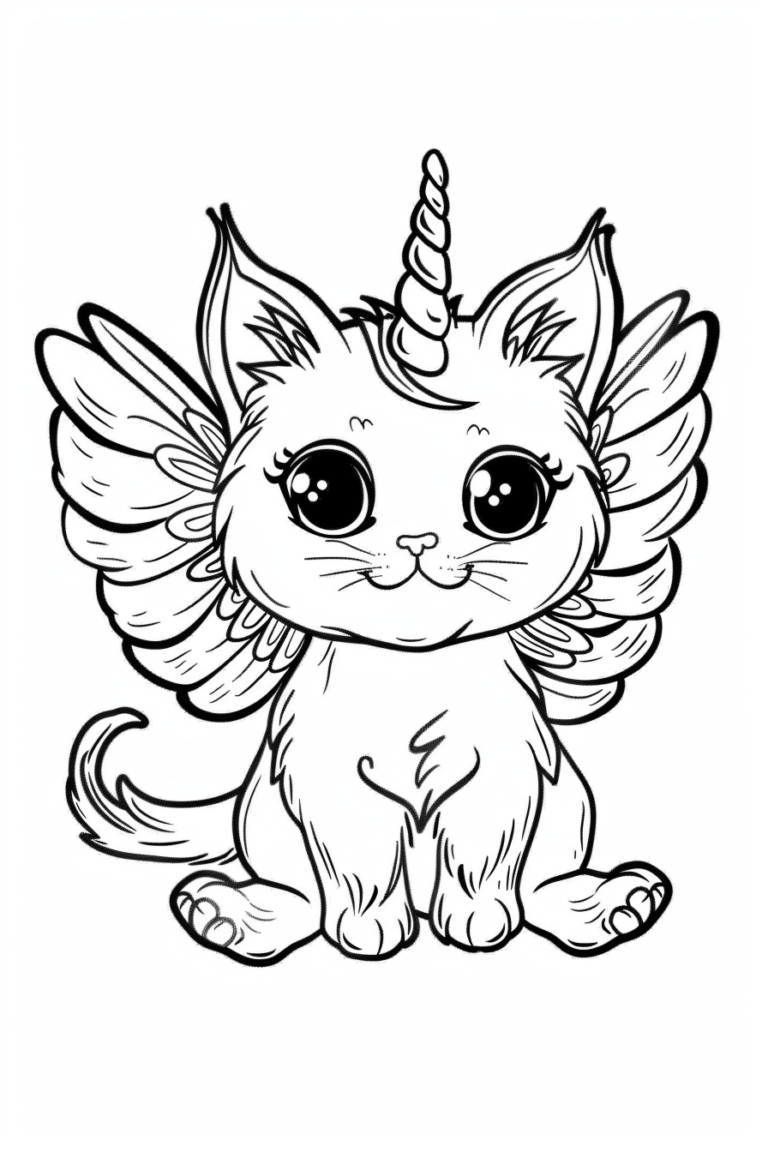 cat unicorn coloring page free download cat adult coloring pages