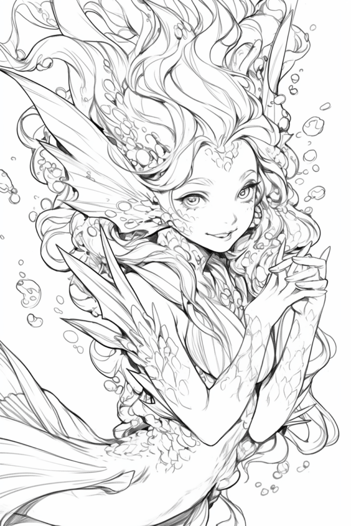 beautiful mermaid realistic mermaid coloring pages – BUJO ART