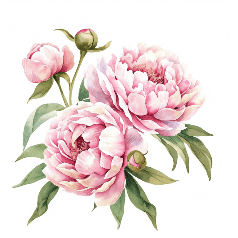 Delicate Watercolour Peony Flowers Clipart Png Digital Download of ...