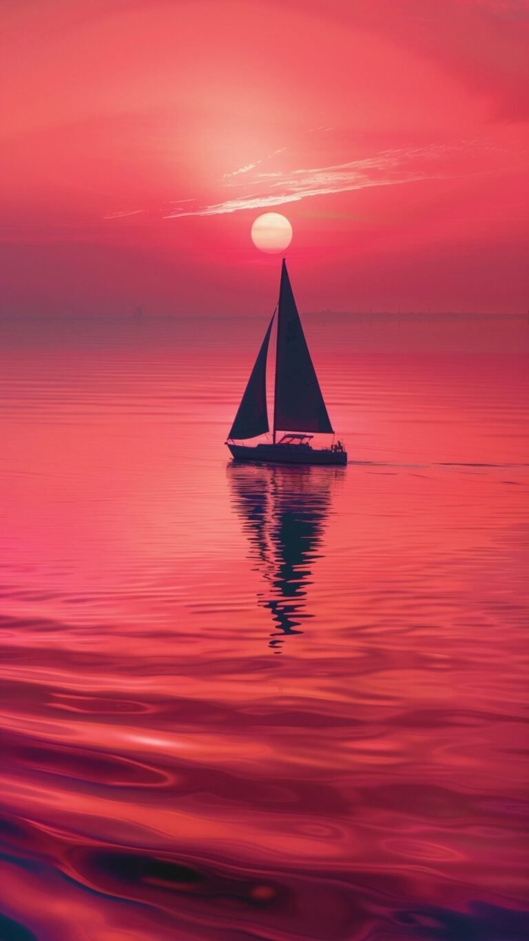 aesthetic cute wallpapers 4k lockscreen of pink ocean boat 